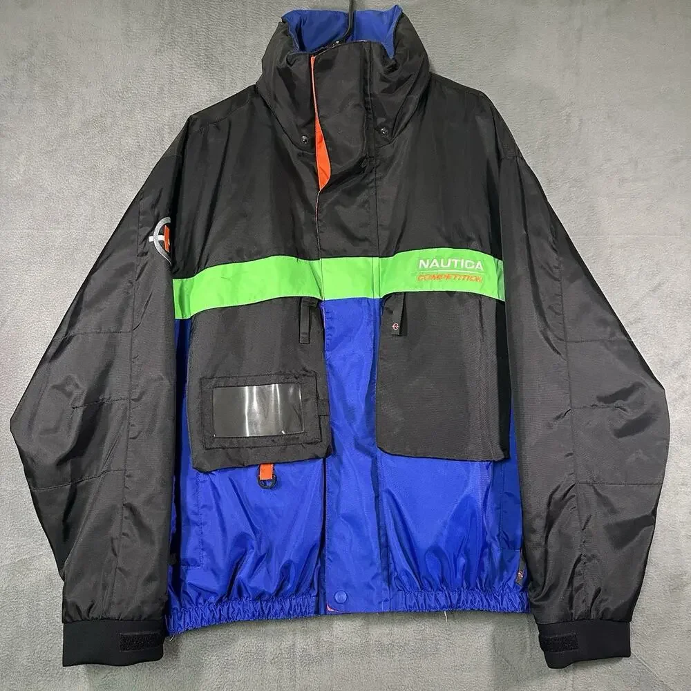 VTG 90s Nautica Competition Coat Jacket Scuba Windbreaker Y2K Color Block Size L